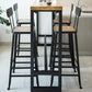Juego de mesa de bar industrial de madera maciza, mesa de mostrador rectangular de 1/5 piezas con taburetes altos