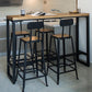 Juego de mesa de bar industrial de madera maciza, mesa de mostrador rectangular de 1/5 piezas con taburetes altos
