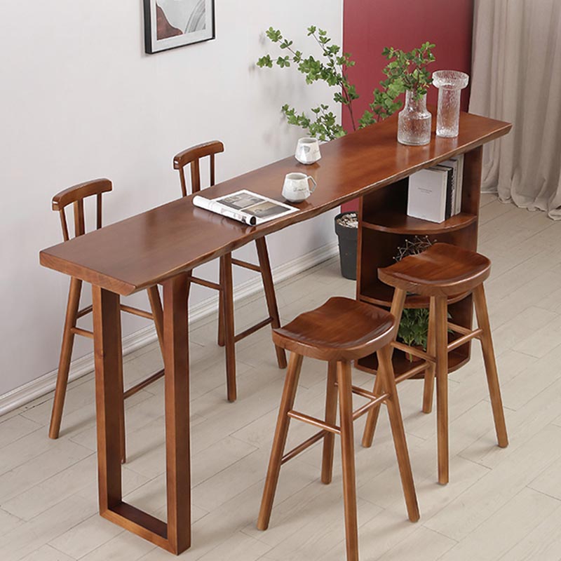 Contemporary Pub Set 1/2/3/5 Pcs Solid Wood Bar Table and Stools Clearhalo 'Bar Furniture' 'furn' 'furn_home_bar_bar_sets' 'Furniture' 'Home Bars & Bar Sets' 'home_bar_bar_sets' 'Kitchen & Dining Furniture' 5654636