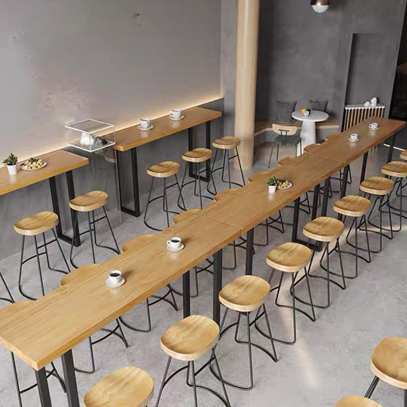 Moderne 1/7 Stücke Tisch Set Rechteck Kiefern Holzzähler mit Hockern für Balkon