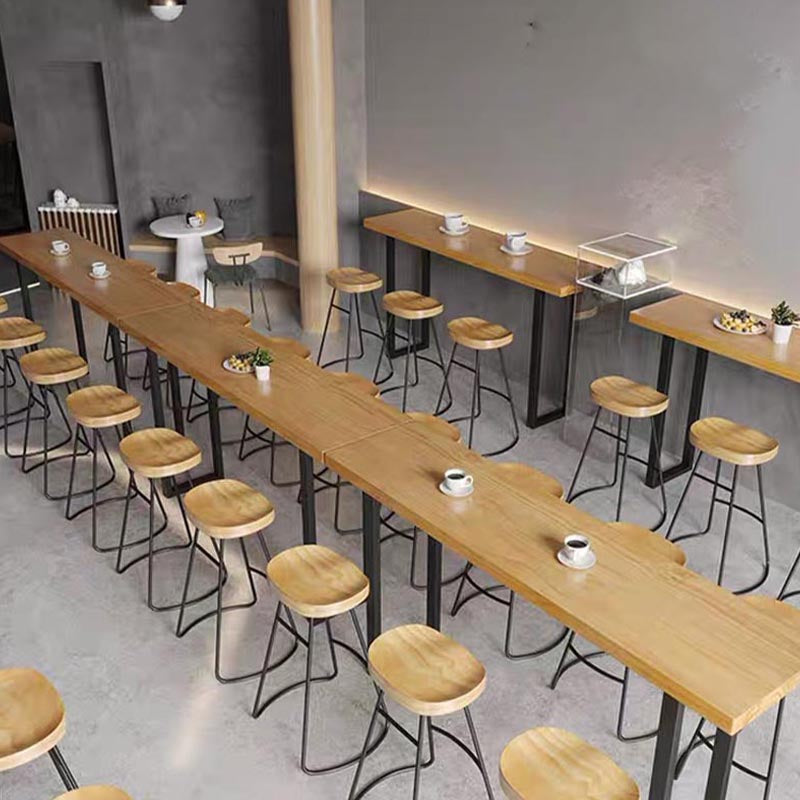 Moderne 1/7 Stücke Tisch Set Rechteck Kiefern Holzzähler mit Hockern für Balkon