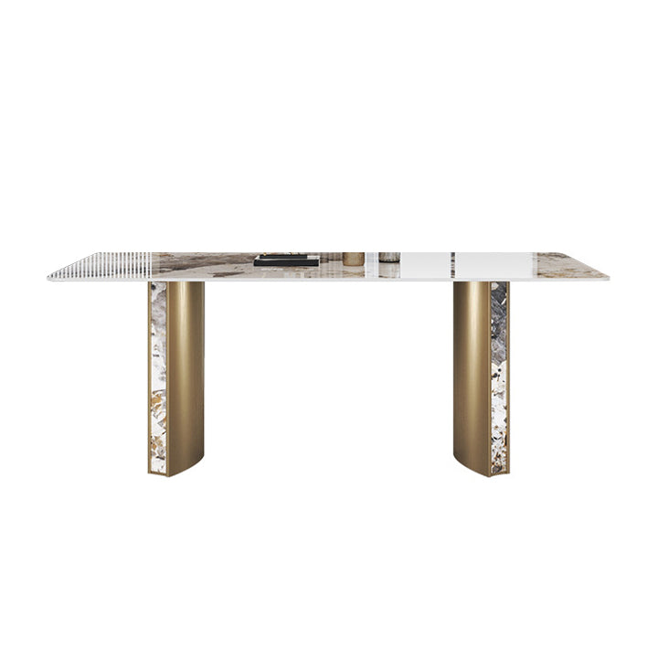 Luxurious Sintered Stone Top Dining Set Rectangle 1/3/4/5/7 Pieces Dining Room Table Set