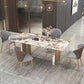Luxurious Sintered Stone Top Dining Set Rectangle 1/3/4/5/7 Pieces Dining Room Table Set