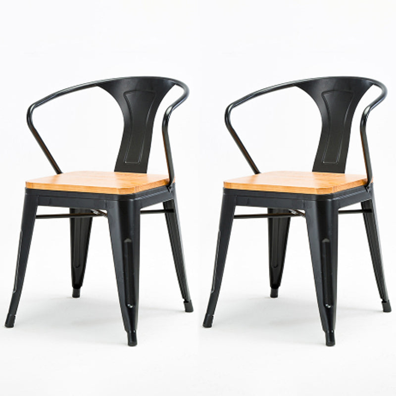 Industrial Dining Chairs Set 1/2/5 Pcs Solid Wood Top Table with Metal Windsor Chairs 2 Black Chairs Clearhalo 'Dining Room Sets' 'Dining Tables & Seating' 'dining_room_set' 'furn' 'furn_dining_room_set' 'Furniture' 'Kitchen & Dining Furniture' 5654735