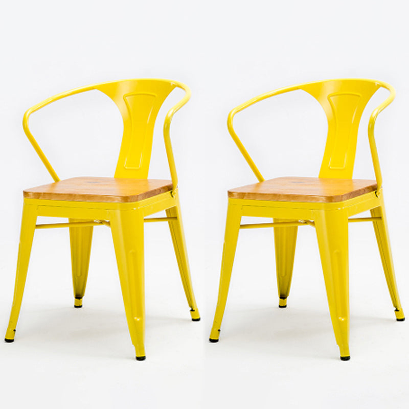 Industrial Dining Chairs Set 1/2/5 Pcs Solid Wood Top Table with Metal Windsor Chairs 2 Yellow Chairs Clearhalo 'Dining Room Sets' 'Dining Tables & Seating' 'dining_room_set' 'furn' 'furn_dining_room_set' 'Furniture' 'Kitchen & Dining Furniture' 5654738