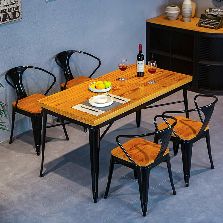 Industrial Dining Chairs Set 1/2/5 Pcs Solid Wood Top Table with Metal Windsor Chairs Clearhalo 'Dining Room Sets' 'Dining Tables & Seating' 'dining_room_set' 'furn' 'furn_dining_room_set' 'Furniture' 'Kitchen & Dining Furniture' 5654743