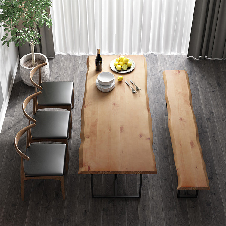Industrial Wood Dining Set 1/2/5 Pieces Black Base Dining Furniture Clearhalo 'Dining Room Sets' 'Dining Tables & Seating' 'dining_room_set' 'furn' 'furn_dining_room_set' 'Furniture' 'Kitchen & Dining Furniture' 5654784