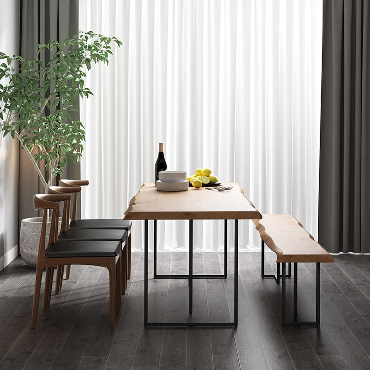 Industrial Wood Dining Set 1/2/5 Pieces Black Base Dining Furniture Clearhalo 'Dining Room Sets' 'Dining Tables & Seating' 'dining_room_set' 'furn' 'furn_dining_room_set' 'Furniture' 'Kitchen & Dining Furniture' 5654786