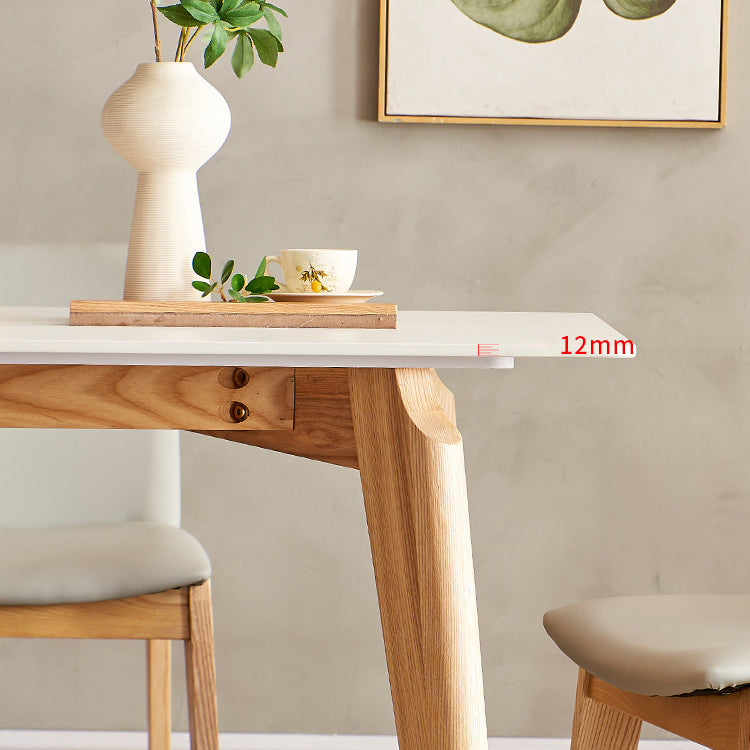 Moderne gesinterde stenen eettafelset rechthoekig 1/4/5-delige houten eetkamertafelset