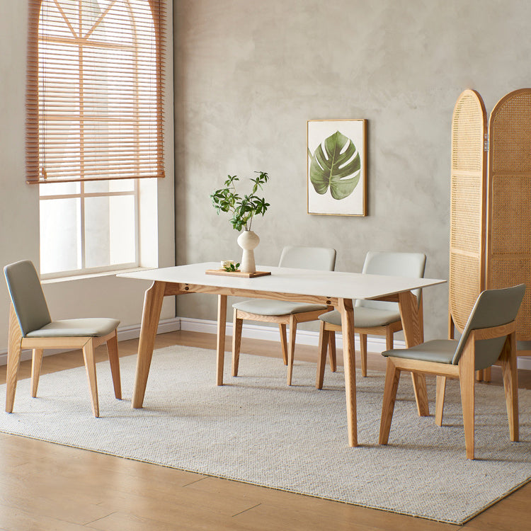 Moderne gesinterde stenen eettafelset rechthoekig 1/4/5-delige houten eetkamertafelset