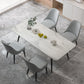 Modern 1/5/7 Pieces Dining Set Rectangle Stone Dining Table for Kitchen Dining Room 5 Pieces: Table, 4 Grey Chairs Clearhalo 'Dining Room Sets' 'Dining Tables & Seating' 'dining_room_set' 'furn' 'furn_dining_room_set' 'Furniture' 'Kitchen & Dining Furniture' 5654822