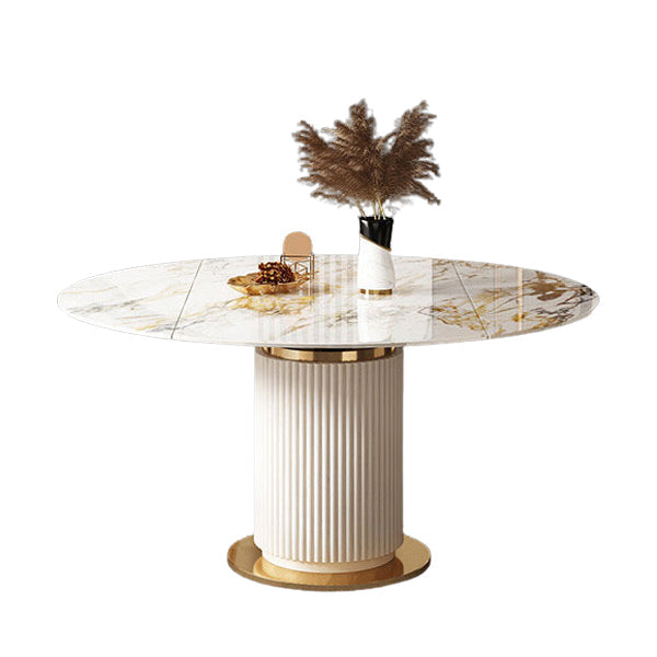 Glam Round Dining Set Stone 1/4/7 Pieces Dining Furniture for Indoor Gold 59"L x 59"W Clearhalo 'Dining Room Sets' 'Dining Tables & Seating' 'dining_room_set' 'furn' 'furn_dining_room_set' 'Furniture' 'Kitchen & Dining Furniture' 5654844