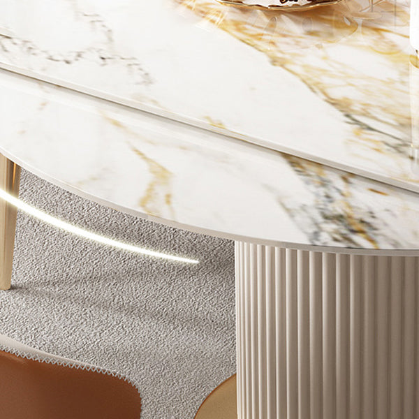 Glam Round Dining Set Stone 1/4/7 Pieces Dining Furniture for Indoor Clearhalo 'Dining Room Sets' 'Dining Tables & Seating' 'dining_room_set' 'furn' 'furn_dining_room_set' 'Furniture' 'Kitchen & Dining Furniture' 5654852