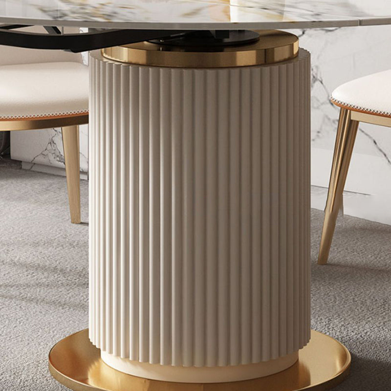 Glam Round Dining Set Stone 1/4/7 Pieces Dining Furniture for Indoor Clearhalo 'Dining Room Sets' 'Dining Tables & Seating' 'dining_room_set' 'furn' 'furn_dining_room_set' 'Furniture' 'Kitchen & Dining Furniture' 5654853