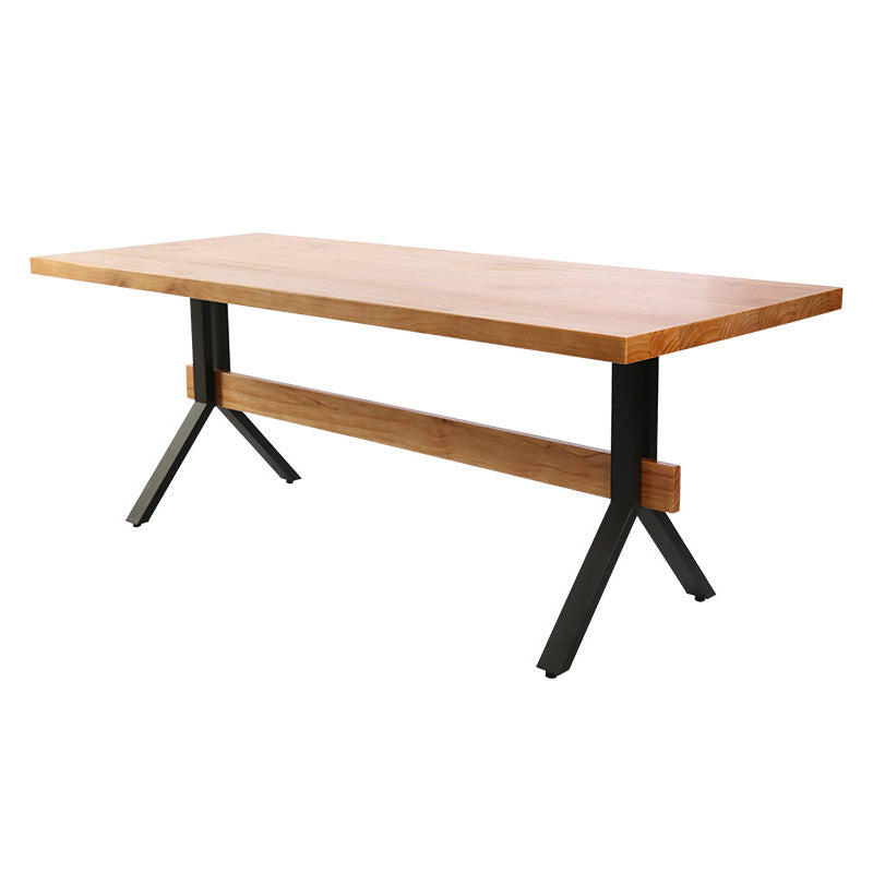 Modern 1/2/3/7 Pieces Dining Set Solid Wood Trestle Indoor Dinette Set Wood 78.7"L x 31.5"W Clearhalo 'Dining Room Sets' 'Dining Tables & Seating' 'dining_room_set' 'furn' 'furn_dining_room_set' 'Furniture' 'Kitchen & Dining Furniture' 5654860