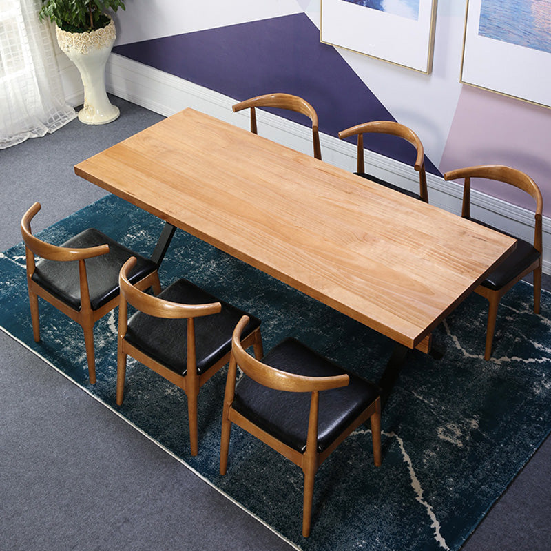 Modern 1/2/3/7 Pieces Dining Set Solid Wood Trestle Indoor Dinette Set Clearhalo 'Dining Room Sets' 'Dining Tables & Seating' 'dining_room_set' 'furn' 'furn_dining_room_set' 'Furniture' 'Kitchen & Dining Furniture' 5654862