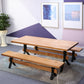Modern 1/2/3/7 Pieces Dining Set Solid Wood Trestle Indoor Dinette Set 3 Pieces: Table, 2 Benches Clearhalo 'Dining Room Sets' 'Dining Tables & Seating' 'dining_room_set' 'furn' 'furn_dining_room_set' 'Furniture' 'Kitchen & Dining Furniture' 5654864