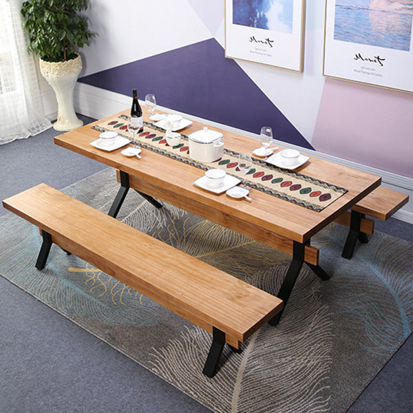 Modern 1/2/3/7 Pieces Dining Set Solid Wood Trestle Indoor Dinette Set Clearhalo 'Dining Room Sets' 'Dining Tables & Seating' 'dining_room_set' 'furn' 'furn_dining_room_set' 'Furniture' 'Kitchen & Dining Furniture' 5654875
