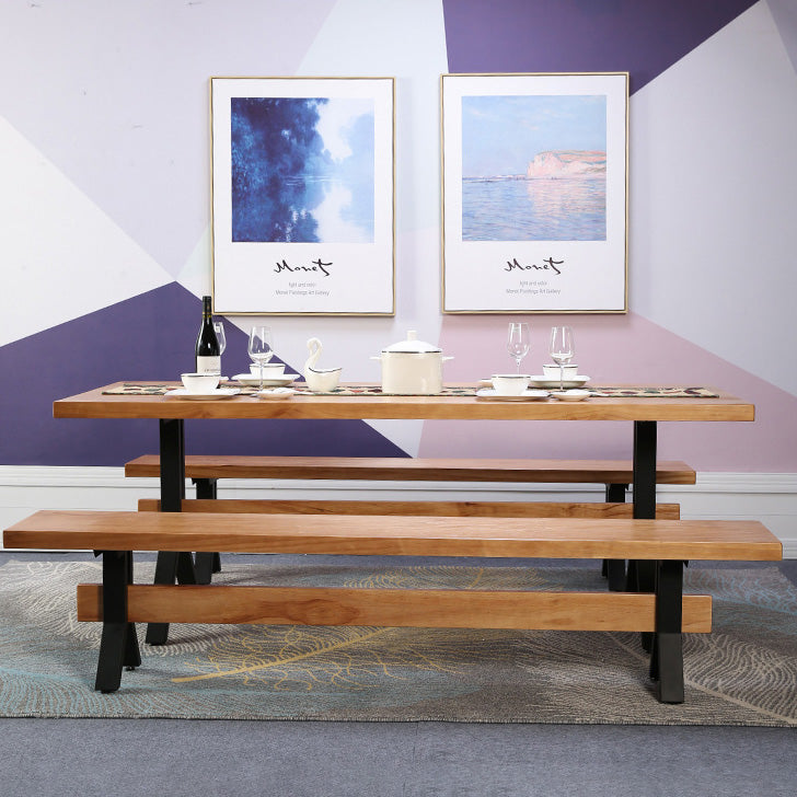 Modern 1/2/3/7 Pieces Dining Set Solid Wood Trestle Indoor Dinette Set Clearhalo 'Dining Room Sets' 'Dining Tables & Seating' 'dining_room_set' 'furn' 'furn_dining_room_set' 'Furniture' 'Kitchen & Dining Furniture' 5654876