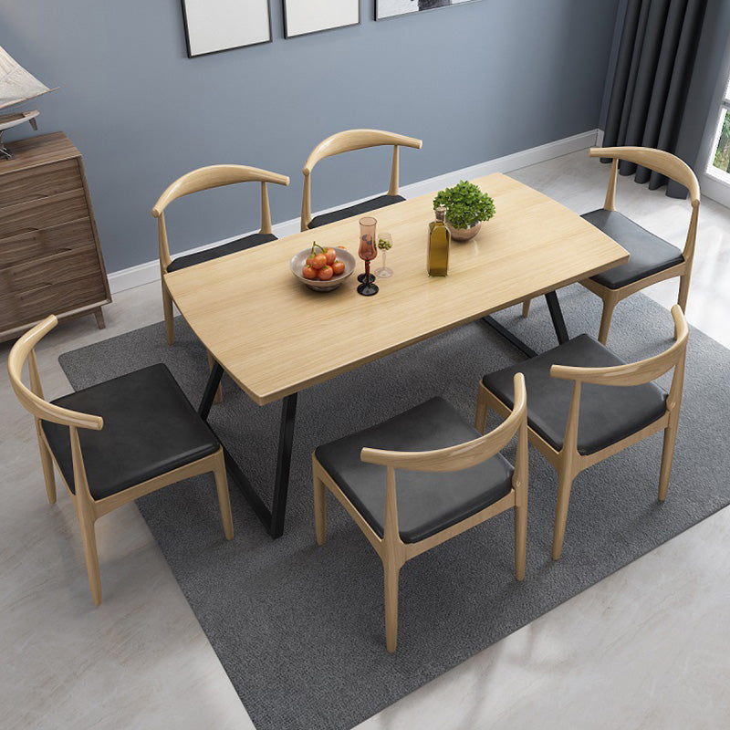 Industrial 1/2/3/5/7 Pieces Dining Set Rectangular Solid Wood Indoor Dinette Set 7 Pieces: Wood Table, 6 Chairs Clearhalo 'Dining Room Sets' 'Dining Tables & Seating' 'dining_room_set' 'furn' 'furn_dining_room_set' 'Furniture' 'Kitchen & Dining Furniture' 5654912