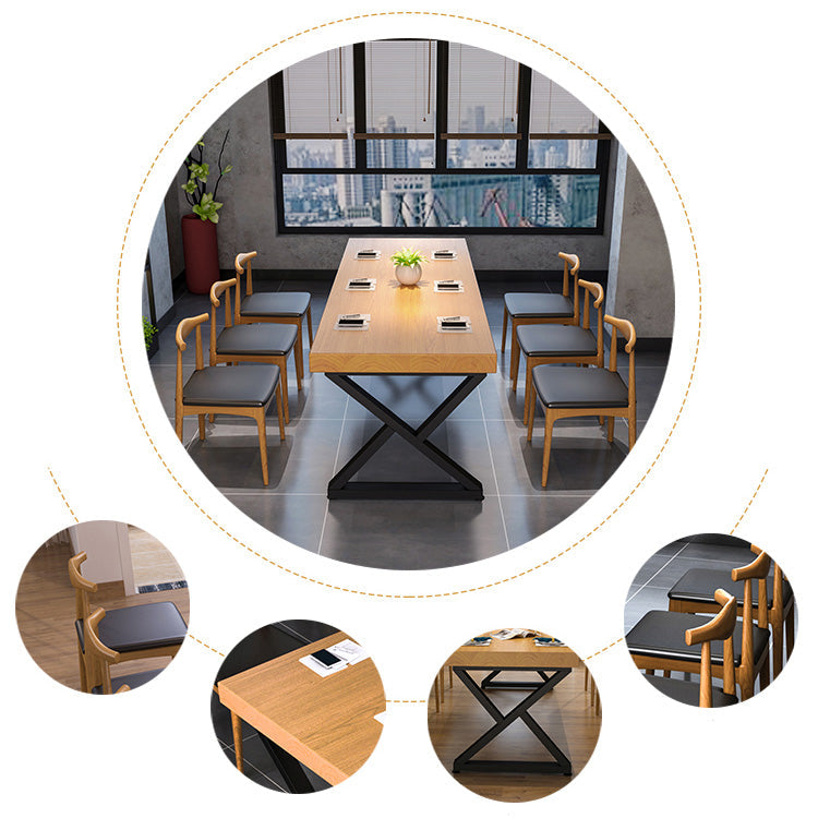 Set da pranzo rettangolare da 1/2/7 pezzi, mobili da pranzo con doppio piedistallo