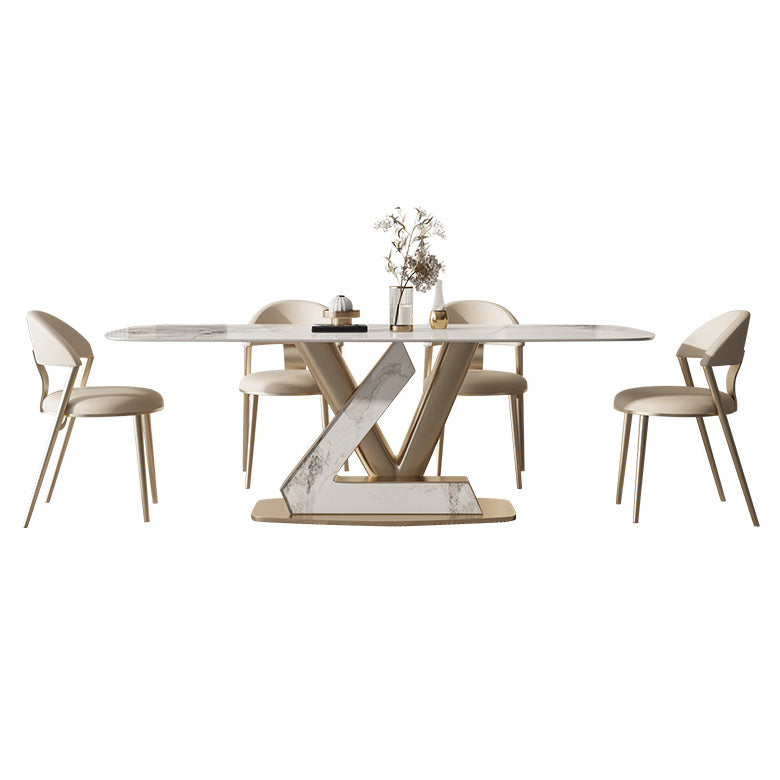 Juego de comedor con tapa de piedra sinterizada nórdica, juego de mesa de comedor Rectangular de 1/4/5/7/9 piezas
