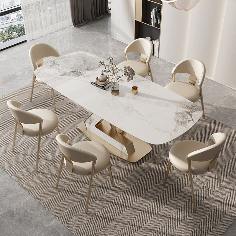 Juego de comedor con tapa de piedra sinterizada nórdica, juego de mesa de comedor Rectangular de 1/4/5/7/9 piezas