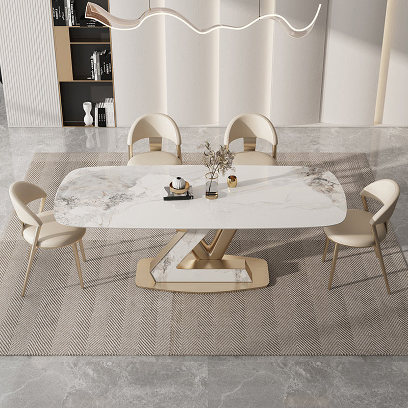 Juego de comedor con tapa de piedra sinterizada nórdica, juego de mesa de comedor Rectangular de 1/4/5/7/9 piezas