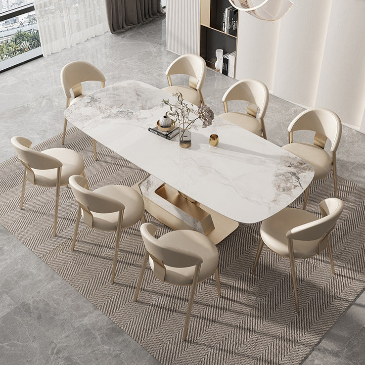 Juego de comedor con tapa de piedra sinterizada nórdica, juego de mesa de comedor Rectangular de 1/4/5/7/9 piezas