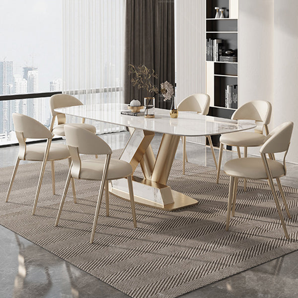Juego de comedor con tapa de piedra sinterizada nórdica, juego de mesa de comedor Rectangular de 1/4/5/7/9 piezas