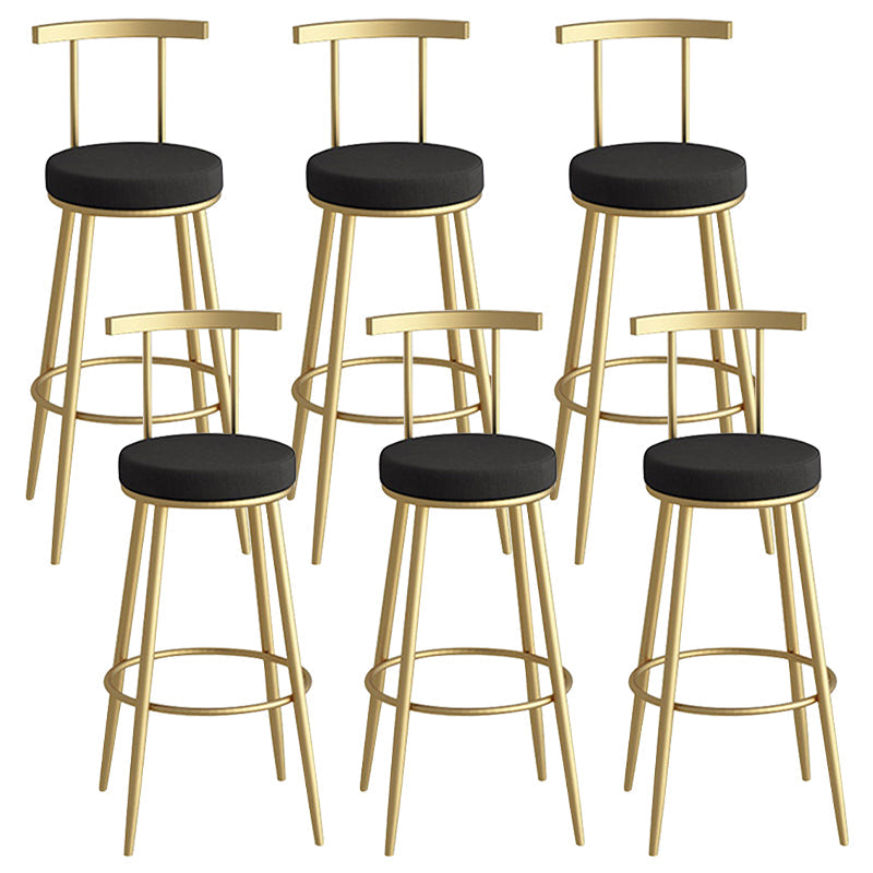 Scandinavian Metal Barstool Fabric Counter Stool in Matte Finish Black Gold 6 Piece Set Clearhalo 'Bar Furniture' 'Bar Stools' 'bar_stools' 'furn' 'furn_bar_stools' 'Furniture' 'Kitchen & Dining Furniture' 5656819