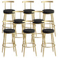 Scandinavian Metal Barstool Fabric Counter Stool in Matte Finish Black Gold 8 Piece Set Clearhalo 'Bar Furniture' 'Bar Stools' 'bar_stools' 'furn' 'furn_bar_stools' 'Furniture' 'Kitchen & Dining Furniture' 5656820