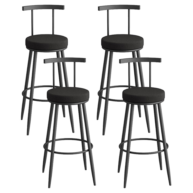 Scandinavian Metal Barstool Fabric Counter Stool in Matte Finish Black Black 4 Piece Set Clearhalo 'Bar Furniture' 'Bar Stools' 'bar_stools' 'furn' 'furn_bar_stools' 'Furniture' 'Kitchen & Dining Furniture' 5656833