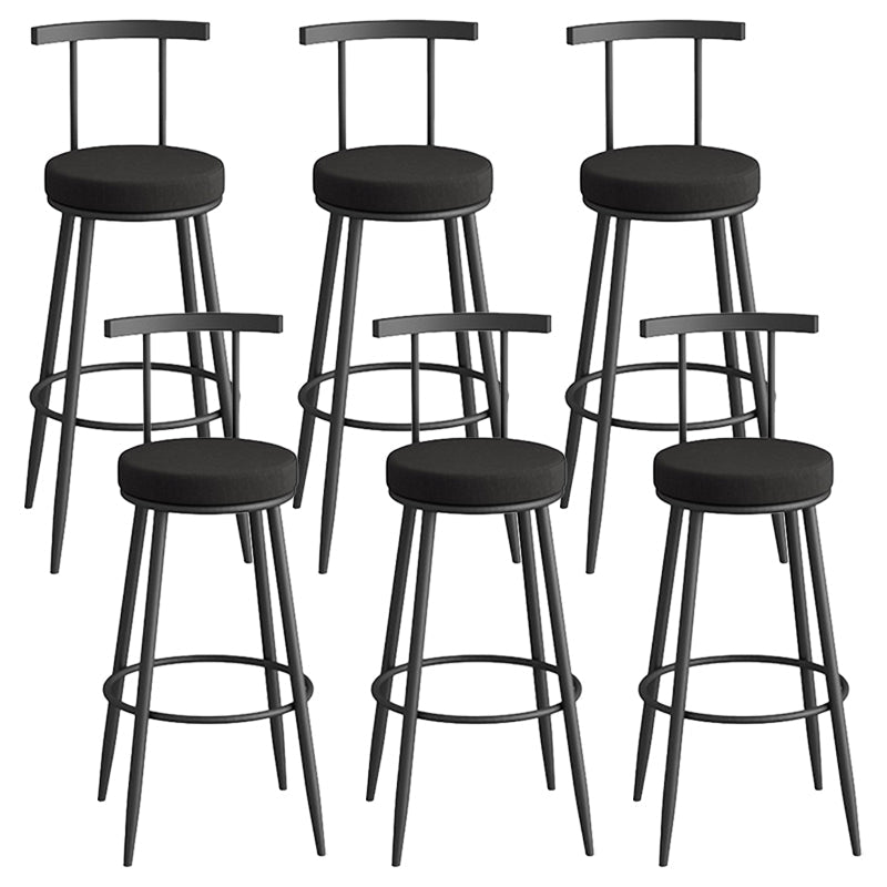 Scandinavian Metal Barstool Fabric Counter Stool in Matte Finish Black Black 6 Piece Set Clearhalo 'Bar Furniture' 'Bar Stools' 'bar_stools' 'furn' 'furn_bar_stools' 'Furniture' 'Kitchen & Dining Furniture' 5656834