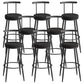 Scandinavian Metal Barstool Fabric Counter Stool in Matte Finish Black Black 8 Piece Set Clearhalo 'Bar Furniture' 'Bar Stools' 'bar_stools' 'furn' 'furn_bar_stools' 'Furniture' 'Kitchen & Dining Furniture' 5656835
