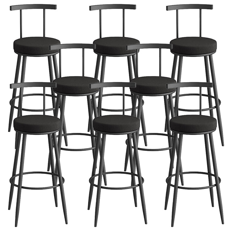 Scandinavian Metal Barstool Fabric Counter Stool in Matte Finish Black Black 8 Piece Set Clearhalo 'Bar Furniture' 'Bar Stools' 'bar_stools' 'furn' 'furn_bar_stools' 'Furniture' 'Kitchen & Dining Furniture' 5656835