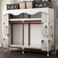 Modern Style Wardrobe Armoire Steel Frame Wardrobe for Bedroom 59"L x 18"W x 67"H White-Green Clearhalo 'Armoires & Wardrobes' 'armoires_wardrobes' 'Bedroom Furniture' 'furn' 'furn_armoires_wardrobes' 'Furniture' 5657708