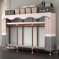 Modern Style Wardrobe Armoire Steel Frame Wardrobe for Bedroom 79"L x 18"W x 67"H Gray-Pink Clearhalo 'Armoires & Wardrobes' 'armoires_wardrobes' 'Bedroom Furniture' 'furn' 'furn_armoires_wardrobes' 'Furniture' 5657715