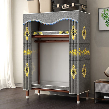 Modern Style Wardrobe Armoire Steel Frame Wardrobe for Bedroom 33.5"L x 18"W x 67"H Gray-Yellow Clearhalo 'Armoires & Wardrobes' 'armoires_wardrobes' 'Bedroom Furniture' 'furn' 'furn_armoires_wardrobes' 'Furniture' 5657716
