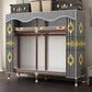 Modern Style Wardrobe Armoire Steel Frame Wardrobe for Bedroom 59"L x 18"W x 67"H Gray-Yellow Clearhalo 'Armoires & Wardrobes' 'armoires_wardrobes' 'Bedroom Furniture' 'furn' 'furn_armoires_wardrobes' 'Furniture' 5657719