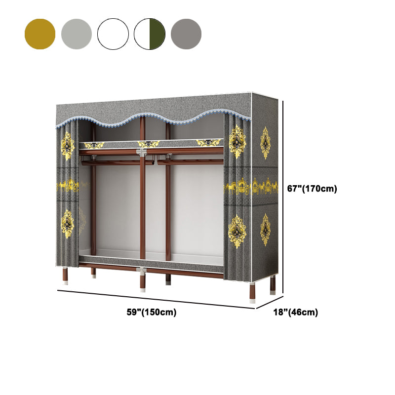 Modern Style Wardrobe Armoire Steel Frame Wardrobe for Bedroom Clearhalo 'Armoires & Wardrobes' 'armoires_wardrobes' 'Bedroom Furniture' 'furn' 'furn_armoires_wardrobes' 'Furniture' 5657728