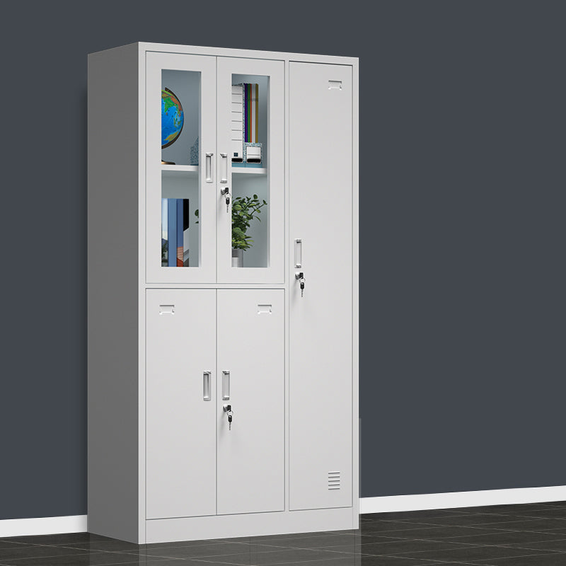 Modern Grey Storage Cabinet with Hinged Door Metal Cabinet for Bathroom 5 Clearhalo 'Armoires & Wardrobes' 'armoires_wardrobes' 'Bedroom Furniture' 'furn' 'furn_armoires_wardrobes' 'Furniture' 5657739