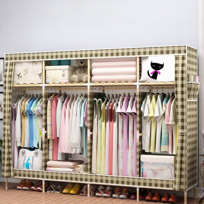 Modern Style Wardrobe Armoire Meringue Wood Frame Wardrobe,67"L x 17.7"W x 67"H Green Clearhalo 'Armoires & Wardrobes' 'armoires_wardrobes' 'Bedroom Furniture' 'furn' 'furn_armoires_wardrobes' 'Furniture' 5657815