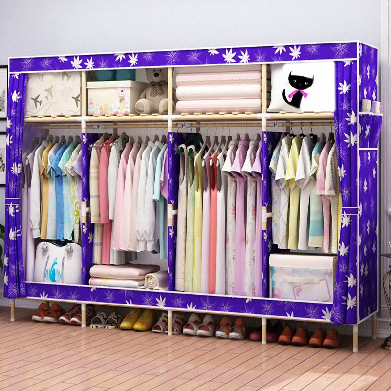 Modern Style Wardrobe Armoire Meringue Wood Frame Wardrobe,67"L x 17.7"W x 67"H Purple Clearhalo 'Armoires & Wardrobes' 'armoires_wardrobes' 'Bedroom Furniture' 'furn' 'furn_armoires_wardrobes' 'Furniture' 5657816