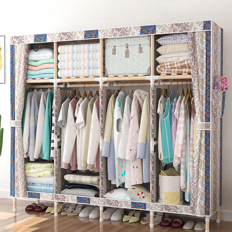 Modern Style Wardrobe Armoire Meringue Wood Frame Wardrobe,67"L x 17.7"W x 67"H Gray-Blue Clearhalo 'Armoires & Wardrobes' 'armoires_wardrobes' 'Bedroom Furniture' 'furn' 'furn_armoires_wardrobes' 'Furniture' 5657819