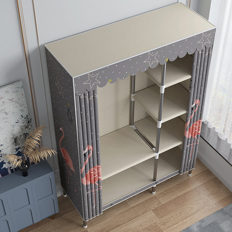 Modern Style Wardrobe Closet Metal Frame Wardrobe Armoire with Shelves Clearhalo 'Armoires & Wardrobes' 'armoires_wardrobes' 'Bedroom Furniture' 'furn' 'furn_armoires_wardrobes' 'Furniture' 5657826