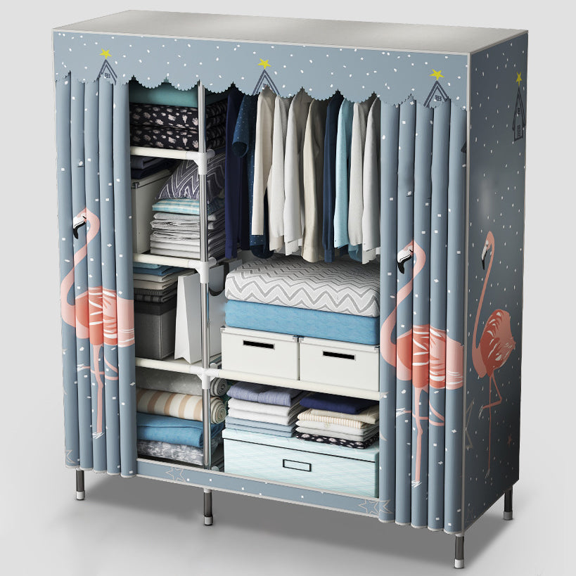 Modern Style Wardrobe Closet Metal Frame Wardrobe Armoire with Shelves Clearhalo 'Armoires & Wardrobes' 'armoires_wardrobes' 'Bedroom Furniture' 'furn' 'furn_armoires_wardrobes' 'Furniture' 5657830