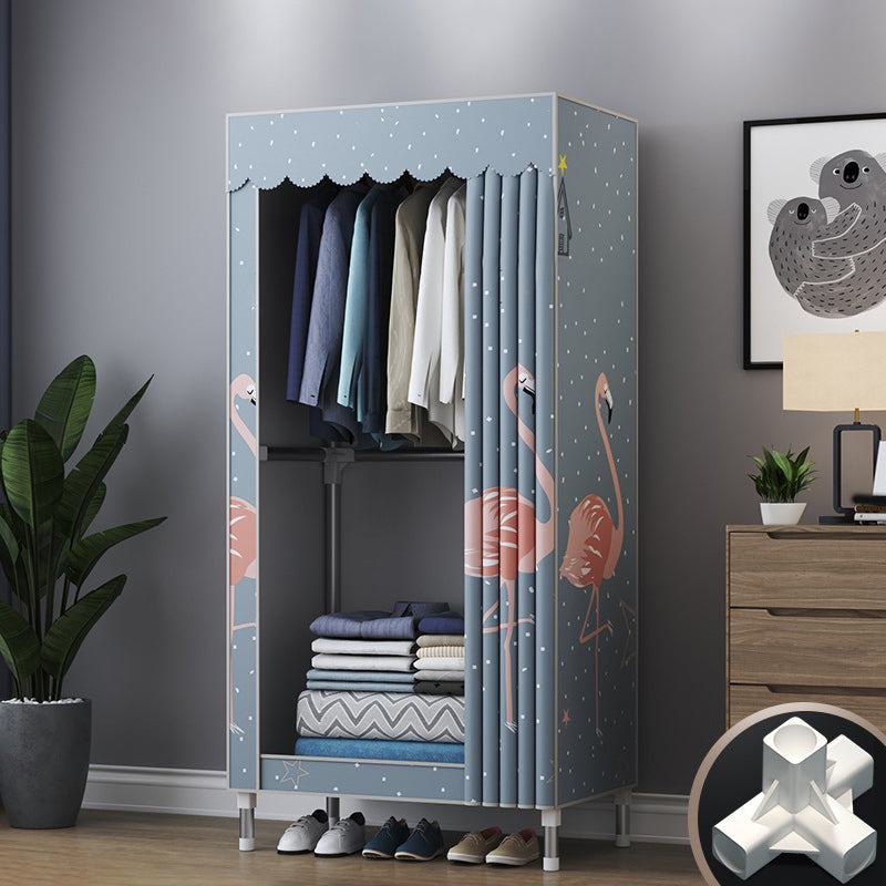 Modern Style Wardrobe Closet Metal Frame Wardrobe Armoire with Shelves Clearhalo 'Armoires & Wardrobes' 'armoires_wardrobes' 'Bedroom Furniture' 'furn' 'furn_armoires_wardrobes' 'Furniture' 5657833