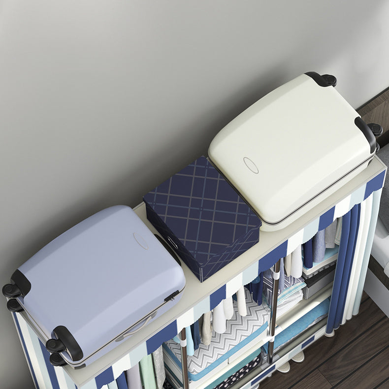 Modern Style Wardrobe Closet Metal Frame Wardrobe Armoire with Shelves Clearhalo 'Armoires & Wardrobes' 'armoires_wardrobes' 'Bedroom Furniture' 'furn' 'furn_armoires_wardrobes' 'Furniture' 5657837