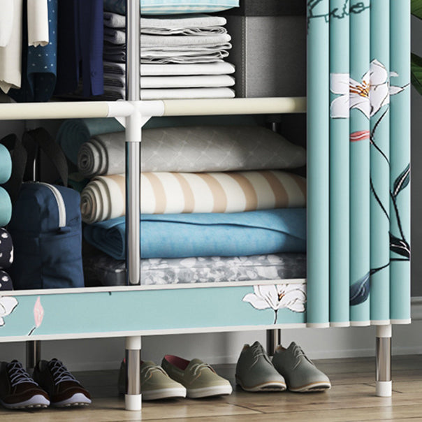 Modern Style Wardrobe Closet Metal Frame Wardrobe Armoire with Shelves Clearhalo 'Armoires & Wardrobes' 'armoires_wardrobes' 'Bedroom Furniture' 'furn' 'furn_armoires_wardrobes' 'Furniture' 5657841